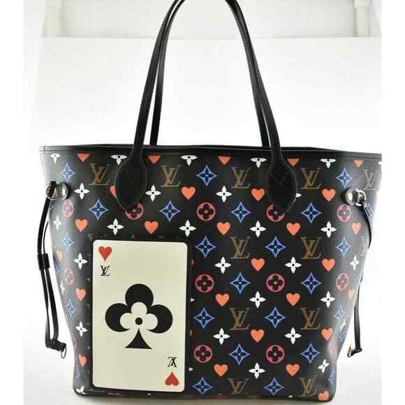 Louis Vuitton Game On Neverfull MM Black Red Heart Tote Top Handle Shoulder Bag - Picture 4 of 13